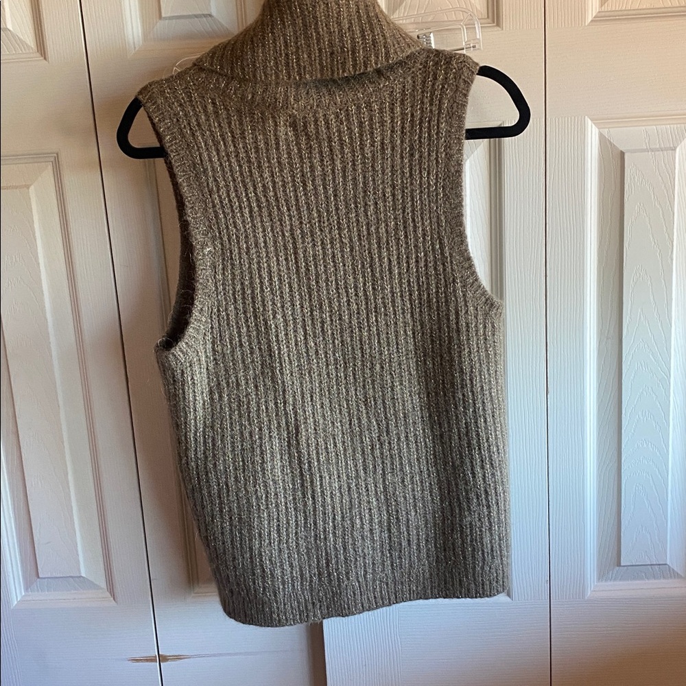 Ralph Lauren NWT Chunky Alpaca Wool Blend Metallic Sleeveless Turtleneck Sweater - Picture 7 of 13